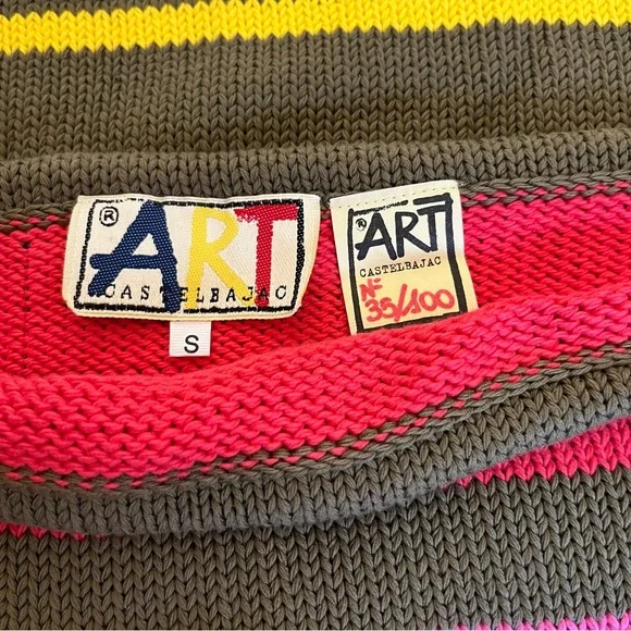 Vintage Castelbajac Paradisiac Skirt Cotton Sweater Knit Stripe Multi Color SM - Picture 3 of 9